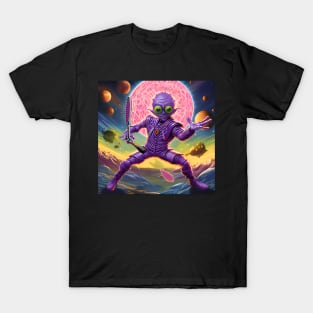 Purple Alien Playing Pickle Ball T-Shirt